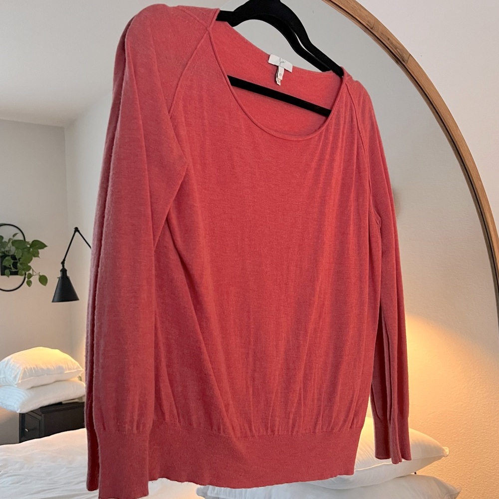 Joie boatneck wool pullover sweater 3/4 length size in coral size xs